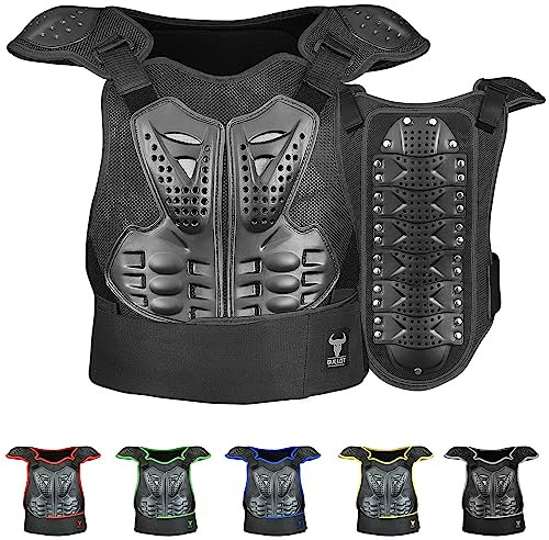 BULLDT Protektorenweste Damen & Herren für Motorrad Motocross ATV Skatebording Quad Scooter MTB Enduro Reiten Protektoren - Atmungaktiv Weste Verstellbar - Schwarz - 54