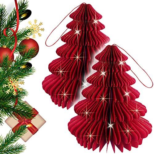weihnachtliche Schmuck Dekoration (Baum klein 2er Set, Rot)