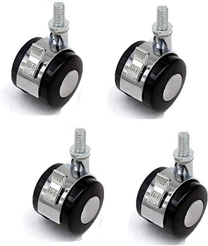 BOCbco 4Er-Set,Bürostuhlrolle Mit Bremse,Universalrollen Für Stuhlrollen,Kunststoff-Doppelrollen,Schwerlasträder Für Möbel,41Mm-Lenkrolle,Gewindeschaft 7,6X14Mm