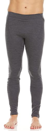 Men's Midweight Flyless Running Tights - 85% Merino Wool - Base Layer Bottoms - Charcoal Gray - Small