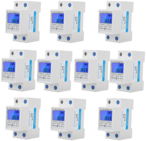 10Pcs Electric LCD Single Phase Energy Meter, DDM15SD Small 35mm Din Rail Type 17000W Home Meter Kwh Kilowatt Hour Backlight