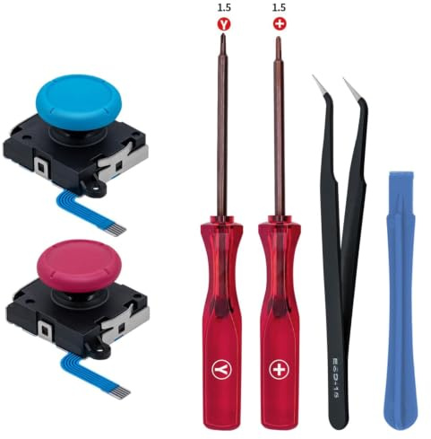 Wigearss 2Pcs Joystick Analogique 3D de Remplacement et Kit d'outils de Reparation pour Manette NS Switch/Switch OLED Joy-Con/Switch Lite. (Pas pour Switch 2)