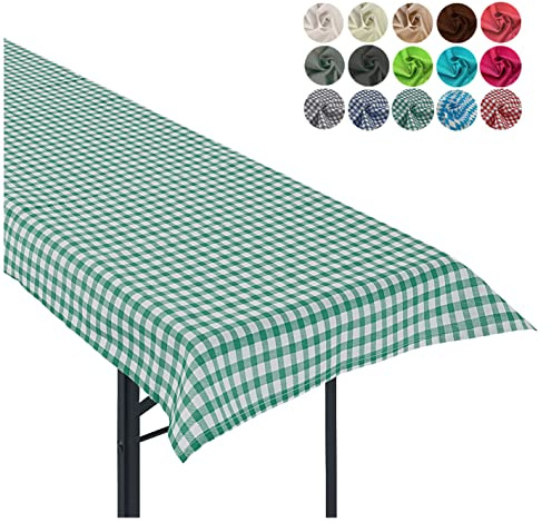 heimtexland ® Tischdecke Bierzeltgarnitur Biertischdecke Garten Tischdeko Landhaus Typ861 Vichy Karo Grün 90x240 cm