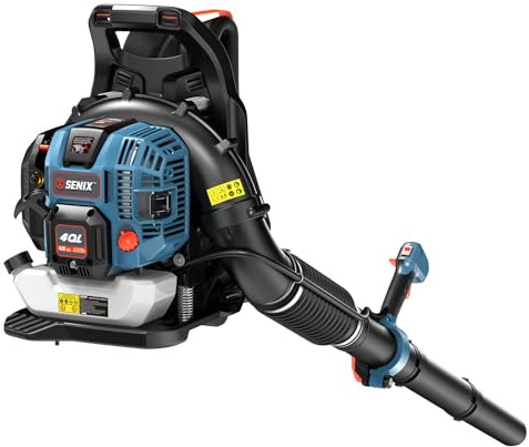 SENIX 4QL 49 cc 4-Cycle Backpack Gas Leaf Blower, Up to 600 CFM and 200 MPH, Variable Speed, Cruise Control, 18N Blowing Force (BLB4QL-M)