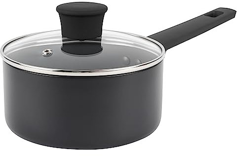 Russell Hobbs RH02839EU7 Shield 16cm Saucepan – Non-Stick Cooking Pot with Glass Lid, Induction Pan with 10x Tougher Coating*, Soft-Touch Handle, Easy-Clean Surface, Metal Utensil Safe, PFOA-Free