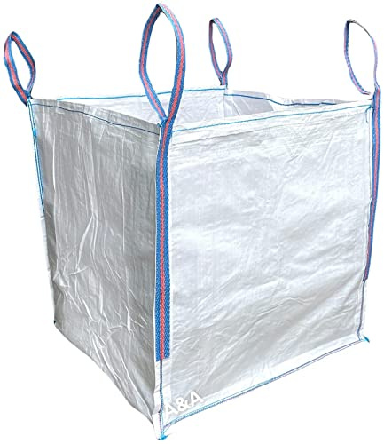 A&A SUPPLIES UK - NEW 1 Tonne 100x100x100cm FIBC Bulk Builders Bag Garden Waste Rubble Heavy Duty with Handles Strong Woven Material Dumpy Jumbo Sacks Ton (10)