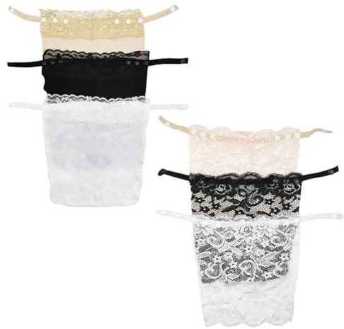 SKHAOVS 6 Piezas de Sujetador insertado superposición Panel de Moda Chaleco Chaleco con Panel superpuesto,Camisola simulada con Clip,Encaje para Mujer con Clip en Mock Camisole (3 Colores)