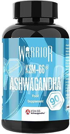 Warrior Ashwagandha KSM 66 – 300mg Ashwagandha Root Extract, High Strength Adaptogen for Stress Relief, Cortisol, Immune System Booster, & Energy Booster for Tiredness – Sleep Supplement – 90 Capsules