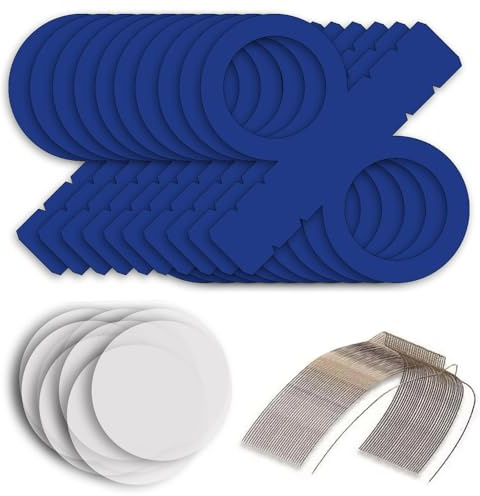 CREATIV DISCOUNT Laternen Bastelset für Blaue Laternen, 10 Blaue Rohlinge, 20 runde Transparentpapierzuschnitte, 10 Laternenbügel, Ideal für 10 Martinslaternen