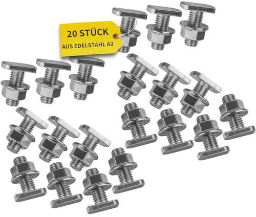 Avoltik Tornillos de cabeza de martillo de acero inoxidable A2 con tuerca de brida M10, 30 mm, ideales para montaje solar fotovoltaico, juego de 20 unidades