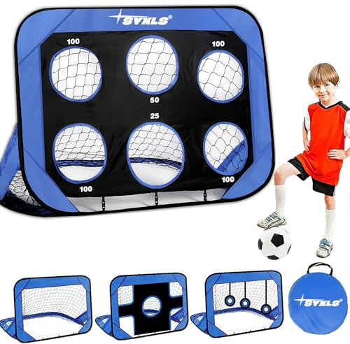 SYXLS Porte da Calcio per Bambini, Porta da Calcio per Bambini 4 in 1 Portatile Staccabile Multiuso per l'Allenamento di Calcio per l'Interno all'Aperto con Borsa per il Trasporto 6-12 Anni