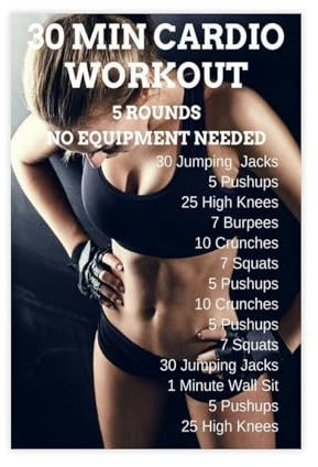 30-minütiger Aerobic-Übungstisch, inspirierende Übung für Fitness, Leinwand-Poster, Schlafzimmer, Dekoration, Landschaft, Büro, Raumdekoration, Geschenk, ungerahmt: 50 x 75 cm
