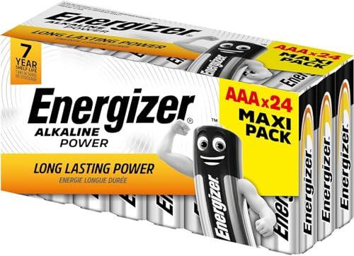 Energizer - Alkaline Power, Pack de 24 Pilas AAA 1,5V, Larga duración para Uso Cotidiano, sin sulfataciones y con hasta 10 años de vida útil