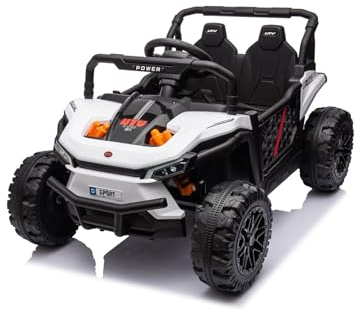 Kinder Elektroauto 12V UTV Small, weiß, Hinterradantrieb, Breiter Doppelsitz für nur EIN Kind, 2,4 GHz Fernbedienung, MP3-Player mit USB/SD-Eingang, LED-Leuchten