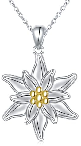 DAOCHONG S925 Sterlingsilber Blumen Schmuck Blumen Anhänger Halskette für Damen Geburtstagsgeschenk