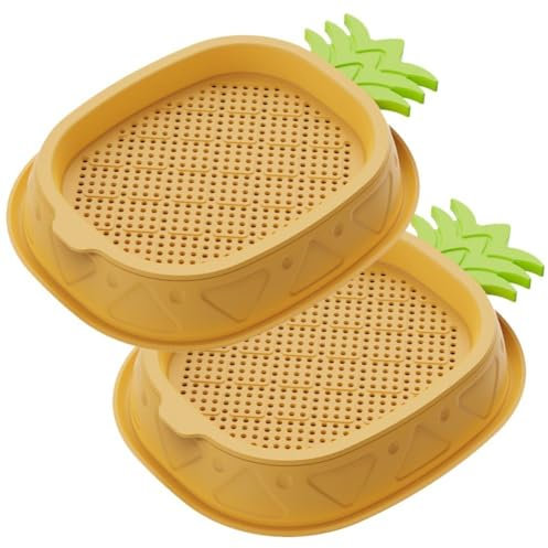 Fituenly 2pcs Cat Grass Growing Box,Cat Grass Planter Tray | Pineapple Design Plant Germination Tray, Wheat Grass Growing Pot Nursery Cat Plant for Indoor Cats Pets
