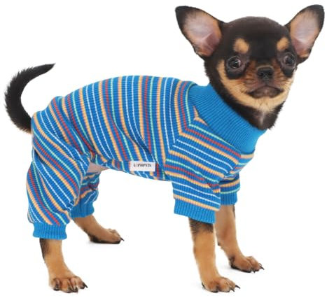 LOPHIPETS Dog Pajama Onesie for Small Dogs Teacup Chihuahua Yorkie Puppy Cat Clothes Apparel-Blue/XXS