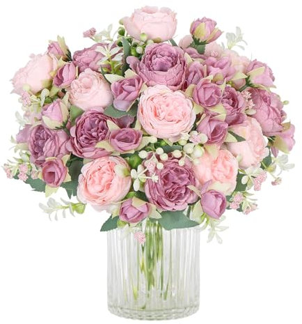 SOMYTING Pfingstrose Künstliche Blumen 4 Bündel Künstliche Pfingstrose Blumenstrauß Kunstblumen Seidenpfingstrosen Blumensträuße für Hochzeit Partei Tischaufsätze Blumenarrangement Heim Küche Dekor