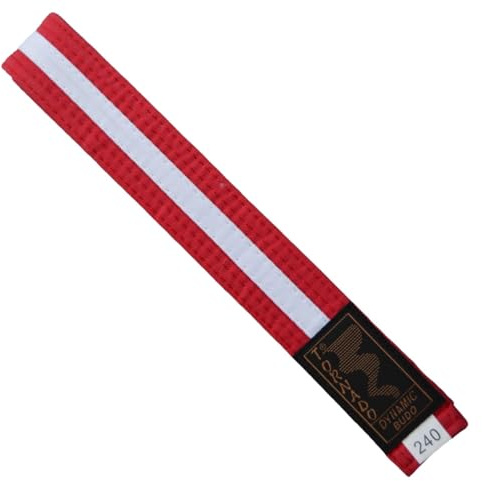 TEKKA BUDO Kampfsport Gürtel mit Mittelstreifen rot-weiß 240 cm 2-farbig - Budogürtel, Karate, Judo, Taekwondo, Ju-Jutsu