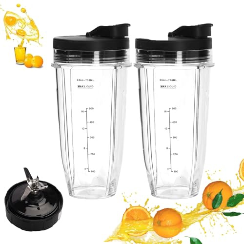 Tefola Pack De 5 Piezas De Repuesto Para Licuadora – 2 Vasos Exprimidores De 710 ml + con 2 Tapas Portátiles + Cuchilla De Repuesto Para Exprimidor Apto Para Licuadoras Nutri Auto IQ Series
