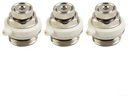 Yhenlovtt 3Pcs Bleed Valve, Automatic Air Vent Radiator Valve, Nickel-Plated Brass Auto Cut-off Radiator Bleed Valve, For Bathroom Radiators