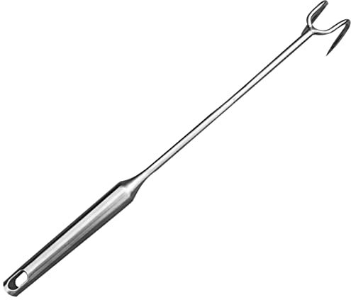 Cabilock 2 Pz Gancio di carne marinato sapore gancio inossidabile gancio cucina ganci per girare il cibo wok tacos gancio girevole per barbecue gancio per carne Acciaio inossidabile Silver