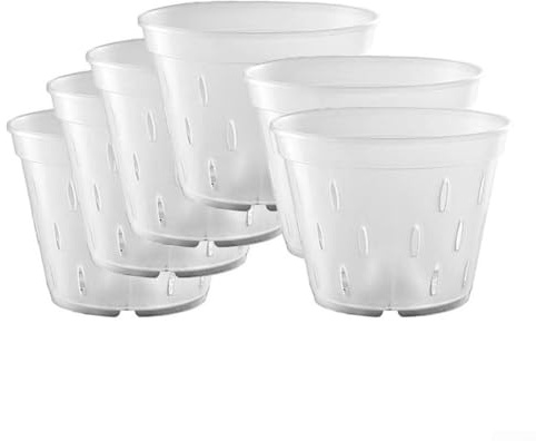 ZiStarlilife Lot de 5 pots à orchidée en plastique transparent avec trous de drainage et soucoupes de 17 cm pour culture en intérieur et croissance des racines (A)