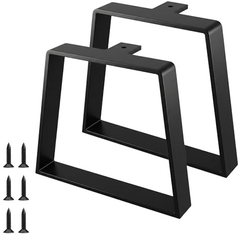 Zllzpzd Tischbeine Metall Schwarz Trapezförmig 20cm – Robuste Möbelfüße Metall, Industriedesign für DIY Couchtisch, Schreibtisch, Nachttisch, Bank & Sideboard – Tischgestell mit Schrauben (2 Stück)