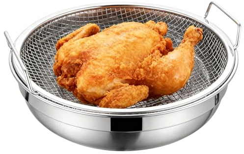 Rejilla para Escurrir Alimentos,Cesta Drenadora De Grasa | Con Mango Termorresistente Y Acero Inoxidable,para Cocina Frituras Repostería Parrilla Barbacoa