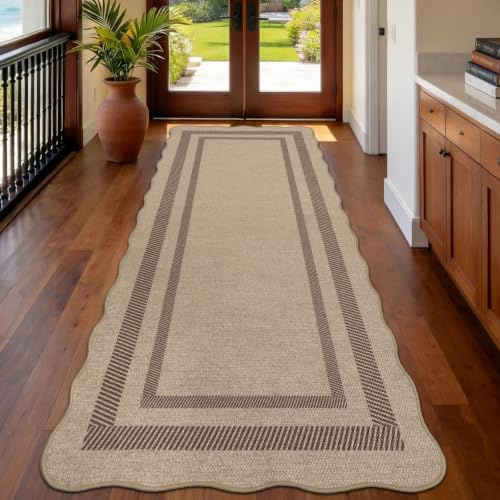 GEANUP Teppich Läufer Flur 80X200cm, Modern Waschbarer rutschfest Jute Küchenteppich Lang, Gestreift Jute Flur Teppich Teppichläufer für Eingang Küche Korridor Schlafzimmer Wohnzimmer Balkon