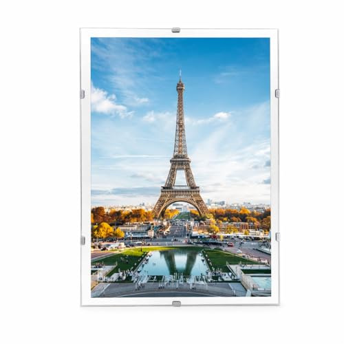 AVLL Rahmenloser Bilderrahmen, Transparent, Wandmontage, Modern, Hochformat, 70 x 100 cm