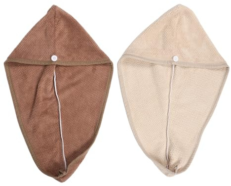COMPUKAS Schnelltrocknende Haartrockenhauben mit Einfachem Design aus Dickem Korallenfleece 2 Stück Wiederverwendbar und Formbeständig für Damen und Mädchen