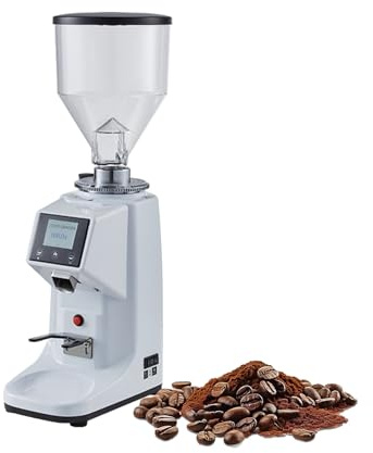 YISHENX Macinacaffè Professionale, Macinacaffè Elettrico, 19 Livelli Regolabili, Disco Di Macinatura Piatto in Acciaio Inox Da 60 Mm, Display Touch Con Timer, Espresso E Pour-Over(W,750g)