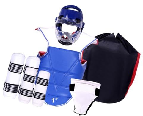 TUXCAXI Set di attrezzatura per sparring di karate e taekwondo, casco da boxe, vestibilità comoda, allenamento e sparring nelle arti marziali, attrezzatura, S