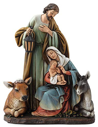 Joseph's Studio by Roman - 7.5 H Slim Profile Holy Family with Animals Nativity Figure, Religious Christmas Decoration