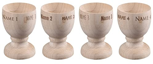 Herz & Heim® 4er Set Eierbecher mit Namensgravur/Geschenkidee verschiedene Schriftarten