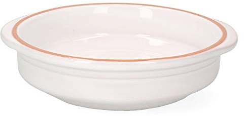 MamboCat Cazuela Tonschale Ille 16,5cm Größe M 300ml I Auflaufform mit Griff I Bräter rund backofengeeignet I Keramik Antik Geschirr I Pasta Servierschale I Ofen Kasserolle I weiß glasiert