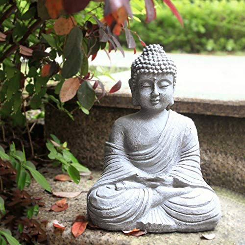 GECOKU Adorno de jardín Buda Sentado Efecto de Piedra Zen Estatua Interior al Aire Libre Decoración para el hogar
