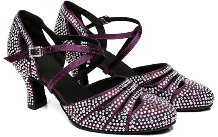 Minitoo - Scarpe da ballo con strass per donna, modello da sera, latino americano, ballo da sala, scarpe da sposa, 39.5 EU