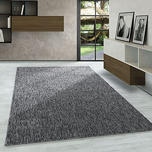 Carpetsale24 Teppich 200x290 cm Grau, Einfarbiger Kurzflor Schlingenteppich für großes Wohnzimmer, Esszimmer oder offenen Wohnbereich, Modern, robust & pflegeleicht