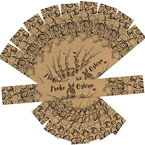 Logbuch-Verlag 25 lange Frohe Ostern Text Banderolen Sticker XXL große Oster Etiketten für Verpackungen 5 x 42 cm