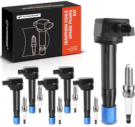 A-Premium Set of 6 Ignition Coil Pack and Iridium Spark Plugs Compatible with Honda Accord 2008-2012 Crosstour Odyssey & Acura RL TL TSX 3.5L 3.7L
