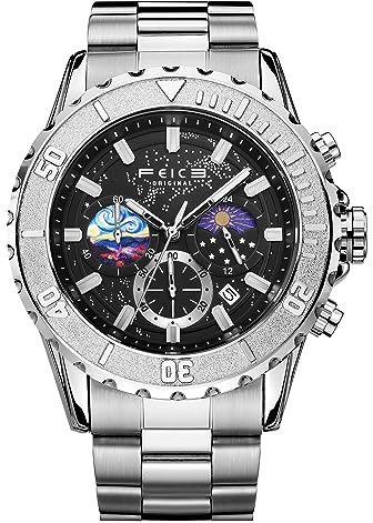 FEICE Quarzuhr Multi Zifferblatt 24 Stunden Kalender Business-Freizeituhr Modische Uhren Herren Einzigartig FK131