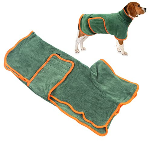 ZLXHDL Hundebademantel, Leichter, Supersüßer, Schnell Trocknender Hundebademantel, Warm Haltendes Hundehandtuch Für nach Dem Bad(M, Grün)