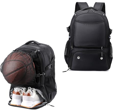 Basketball Rucksack,40L Basketball Tasche mit Abnehmbare Unabhängige Netztasche,Fußball Tasche Wasserdichte für Separate Schuhfächern,Geeignet für Basketball/Fußball/Draussen/Volleyball/Fitness/Reisen