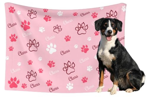 Naispanda Personalisierte Hundedecke Personalisierte Haustierdecke mit Namen, Personalisierte Geschenke für Welpen Hunde und Katzen individuelle Decke Geschenke für Haustierliebhaber