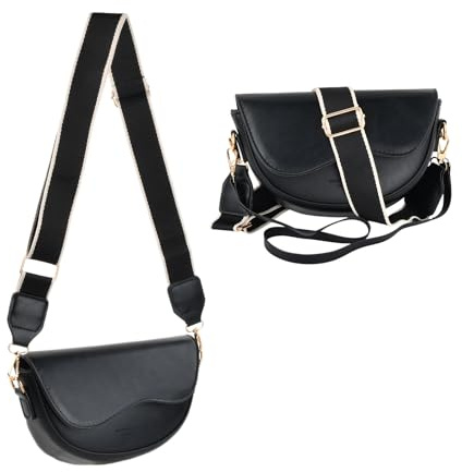 QINGZY Borsa Tracolla Donna, Borsa Mezzaluna Donna, Borsetta a Spalla e Mano nera in Pelle PU, Crossbody Bag Con Tracolla Regolabile