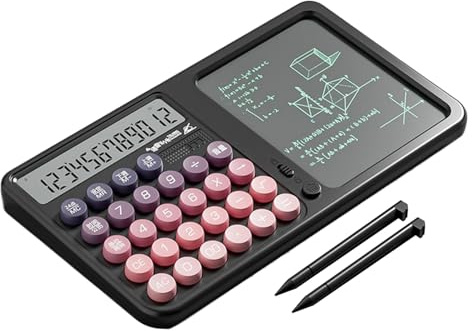 Kalkylator med digital surfplatta skärm spara papper anteckningsblock inbyggd magnetisk penna för kontor organisation kostnader möten snabba anteckningar prylar elektoner