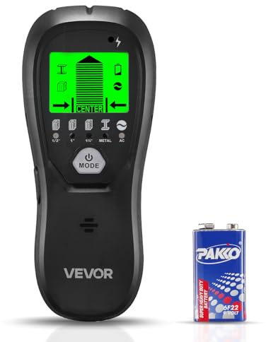 VEVOR Détecteur de Montants Mural 5 en 1, Scanner Mural Électronique, avec Capteur Intelligent, Écran LCD Haute Définition, Alarme Sonore, pour Détection Montants Bois, Métal, Fils Électriques, Noir