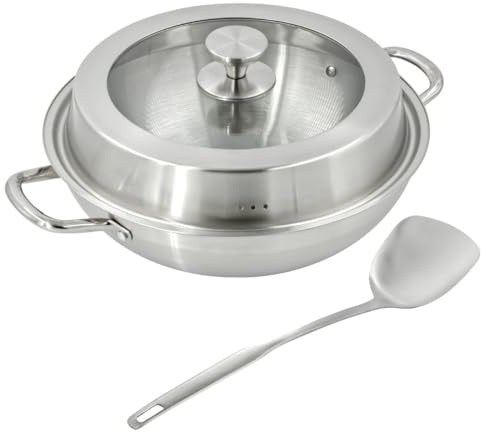 STI WOK padella saltapasta Millennium con coperchio Tipo2 induzione 32cm Acciaio INOX 304 Certificata PFAS Free facile da pulire lavastoviglie STICOOK